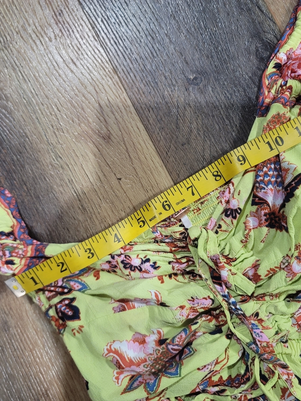 Free People Bali Jumper Lime Green Floral Cutout Wide Leg Jumpsuit XS EUC - Picture 8 of 14